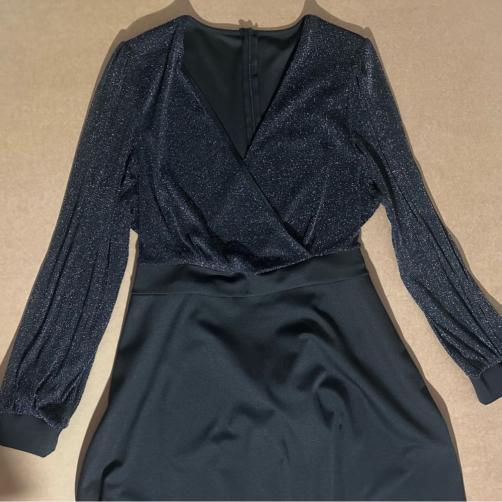 Shimmering Midnight Long Sleeve Dress